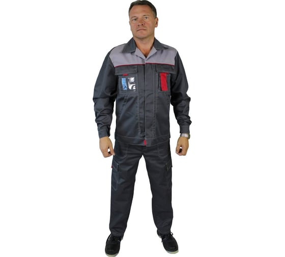 Изображение товара Костюм рабочий мужской Уралспецзащита "Киржач" л10-КБР куртка + брюки, серый, 48-50/194-200 киржач-сер-48-194
