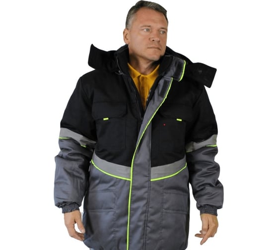 Изображение товара Куртка мужская утепленная Уралспецзащита "Северная широта" черный/серый, 68-70/194-200 з43-ку-сер-68-194