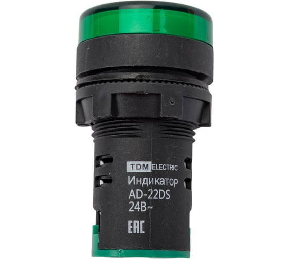 Изображение товара Лампа TDM ELECTRIC AD-22DS матрица, d22мм, зеленый, 24В, AC/DC SQ0702-0007