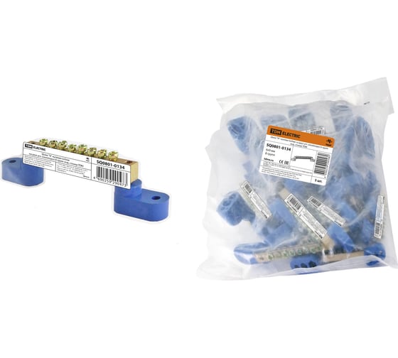 Изображение товара Нулевая шина TDM 6х9мм, на двух угловых изоляторах, 8 групп, инд. стикер SQ0801-0134