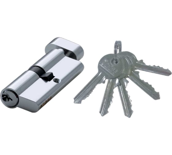 Изображение товара Цилиндр замка DORF ECONOMY ключ/барашек, английский, никель, 35-30, блистер DORF_ECO_65(35x30)_k_kn_бл