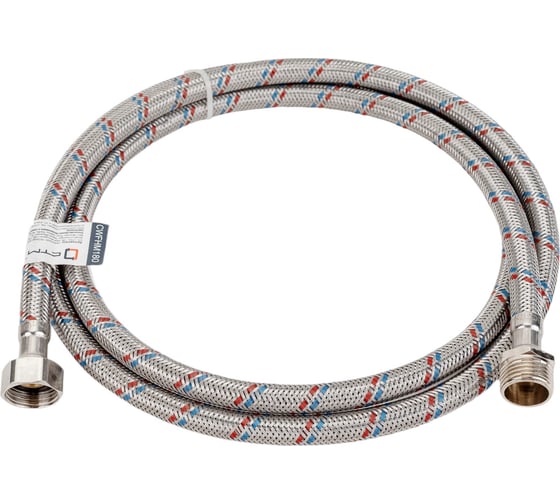 Изображение товара Подводка для воды СТМ сталь, 1/2", гайка-штуцер, 180 cм CWFHM180