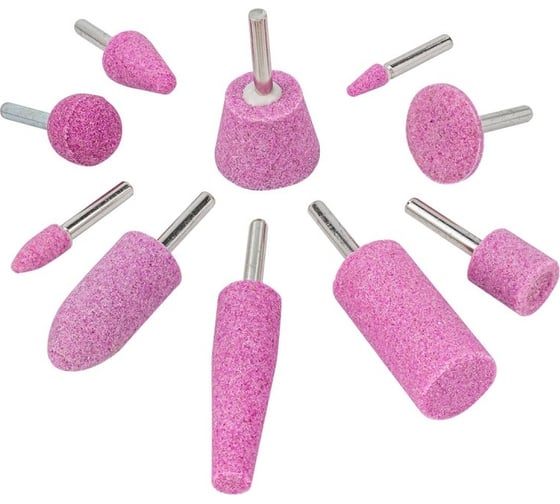 Изображение товара Набор камней абразивных, 10 предметов, хвостовик 6 мм, в блистере Forsage F-GSK010(19747)