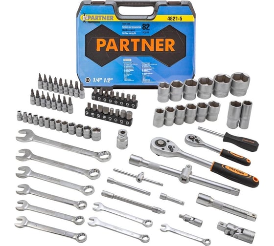Изображение товара Набор инструментов Partner 82пр. 1/4'', 1/2'' PA-4821-5(51985)