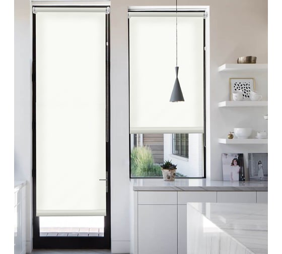 Изображение товара Рулонная штора Эскар для балконной двери Лайт, цвет крем 62x215 см 7686062215