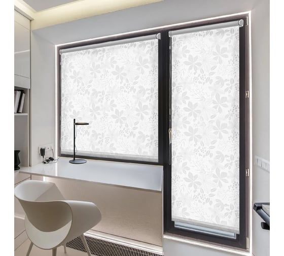 Изображение товара Рулонная штора Эскар для балконной двери Лилия, цвет белый 62x215 см 7694062215