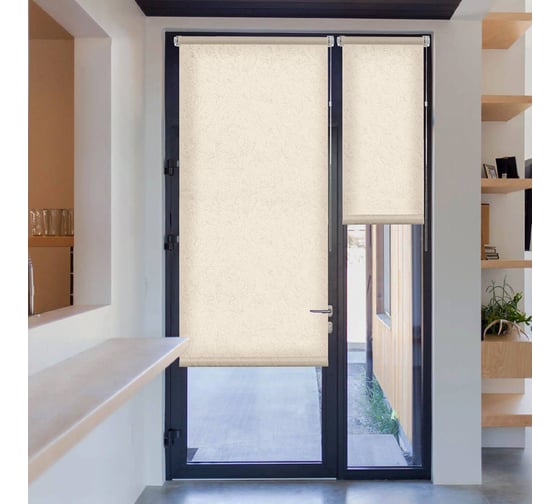 Изображение товара Рулонная штора Эскар для балконной двери Шале, цвет крем 62x215 см 7679052215