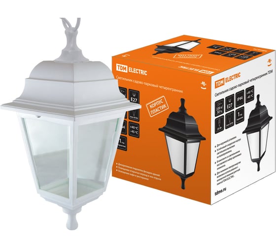 Изображение товара Светильник уличный четырехгранник TDM ELECTRIC, подвес, пластик, белый SQ0330-0736