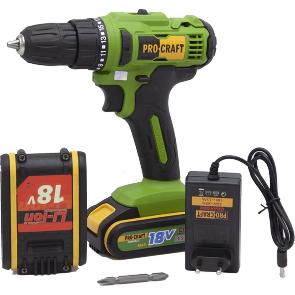 Изображение товара Аккумуляторная дрель-шуруповерт PROCRAFT PA18C мощная легкая