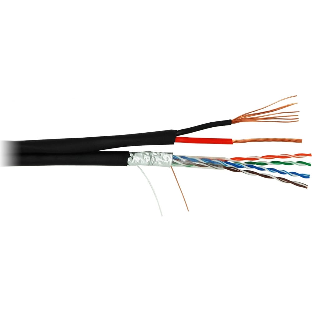 фото Кабель netlan f/utp 4 пары, категория 5e, с силовым кабелем 1,50мм.кв ec-uf004-5e-pc150-pe-bk