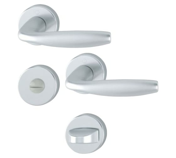 Изображение товара Объектный гарнитур HOPPE 1810/42KV/42KVS New York WC F1 анодированный серебристый алюминий, Schnellstift, A=37-42 мм, шток 8 мм, 3 категория 65732