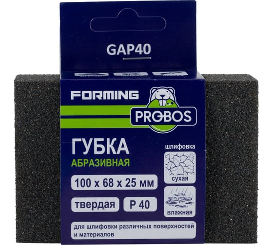 Изображение товара Губка абразивная шлифовальная Forming прямоугольный профиль 100x68x25 мм, P40 PROBOS GAP40