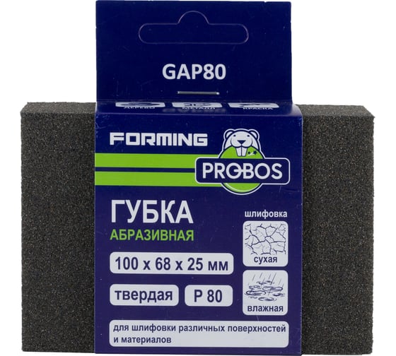 Изображение товара Губка абразивная шлифовальная Forming прямоугольный профиль 100x68x25 мм, P80 PROBOS GAP80