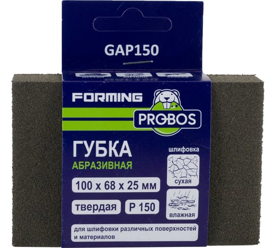 Изображение товара Губка абразивная шлифовальная Forming прямоугольный профиль 100x68x25 мм, P150 PROBOS GAP150