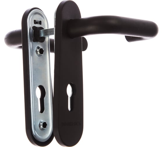 Изображение товара Гарнитур для пожарных дверей DOORLOCK V S38KP/F PZ72 серия Variant, на короткой накладке, черный, подпружиненная, А=47-75мм 79050