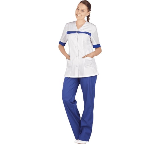 Изображение товара Костюм ГК Спецобъединение АНЮТА, белый-василек, р. 112-116, рост 182-188 Кос 738/112/182