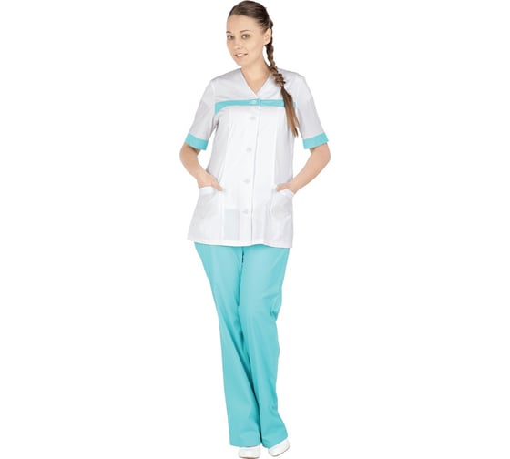 Изображение товара Костюм ГК Спецобъединение АНЮТА, белый-зеленый, р. 120-124, рост 158-164 Кос 739/120/158