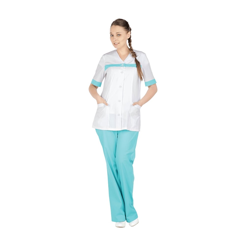 Изображение товара Костюм женский Спецобъединение АНЮТА бело-зеленый р. 104-108 рост 170-176 см