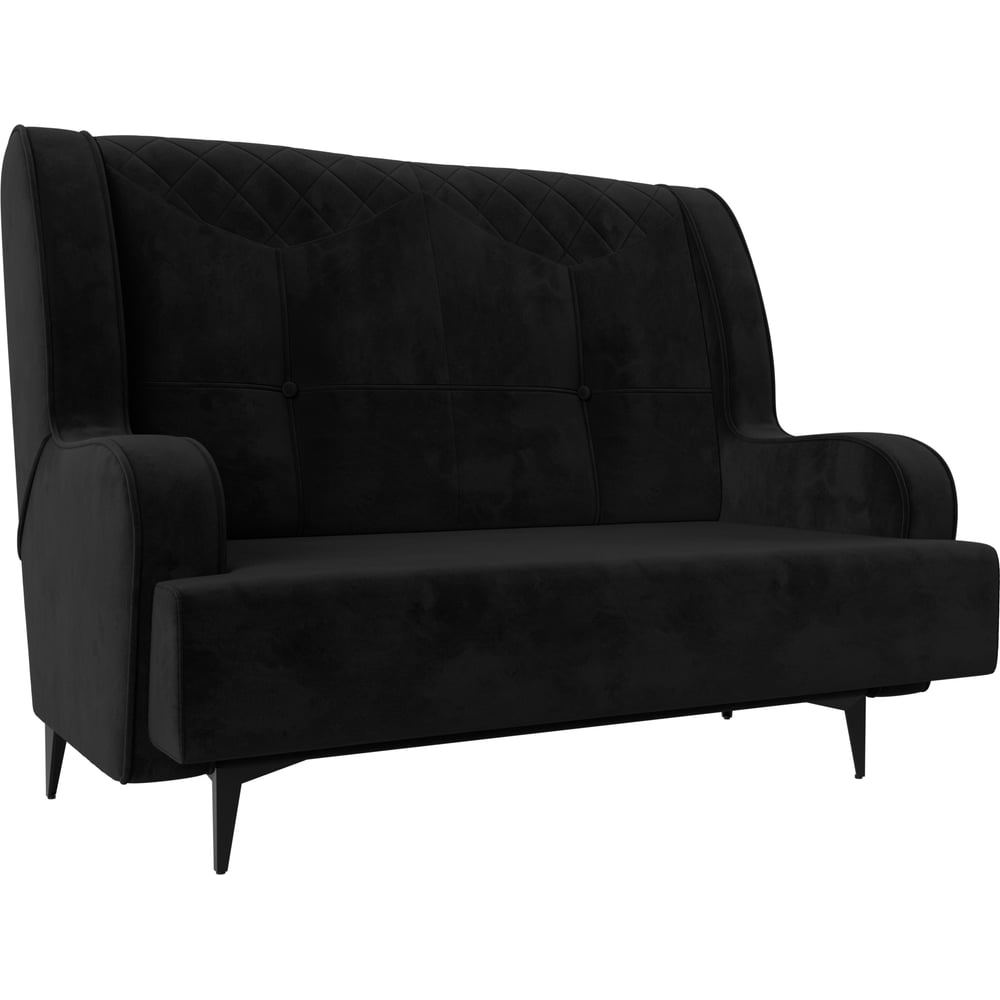 Изображение товара Диван Лига диванов Неаполь 2-х местный современный черный велюр металлокножки