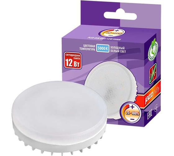 Изображение товара Светодиодная лампа Jazzway диммируемый PLED-DIM GX53 12Вт таблетка 5000K холодный белый 940лм 230В/50Гц 5018426