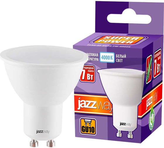 Изображение товара Светодиодная лампа Jazzway PLED-SP 7Вт PAR16 GU10 4000K нейтральный белый GU10 520лм 230В/50Гц 5019003