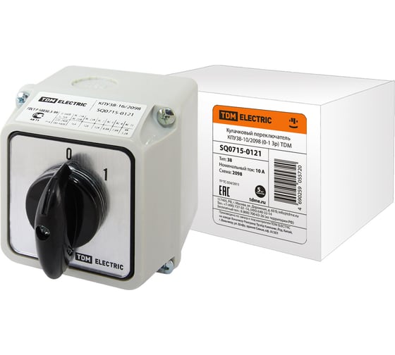 Изображение товара Переключатель TDM ELECTRIC КПУ38-10/2098 0-1 3р SQ0715-0121