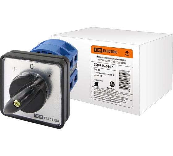 Изображение товара Переключатель TDM ELECTRIC КПУ11-10/52 1-0-2 2р SQ0715-0167
