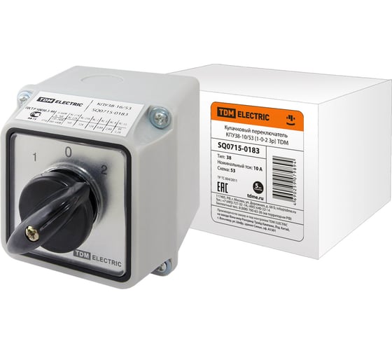 Изображение товара Переключатель TDM ELECTRIC КПУ38-10/53 1-0-2 3р SQ0715-0183