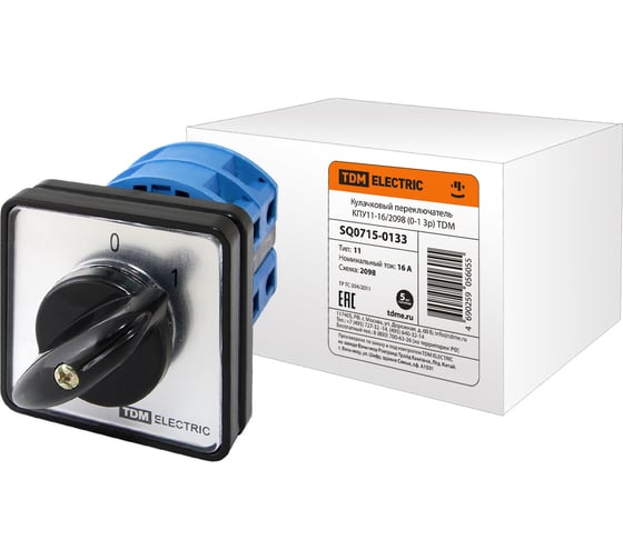 Изображение товара Переключатель TDM ELECTRIC КПУ11-16/2098 0-1 3р SQ0715-0133