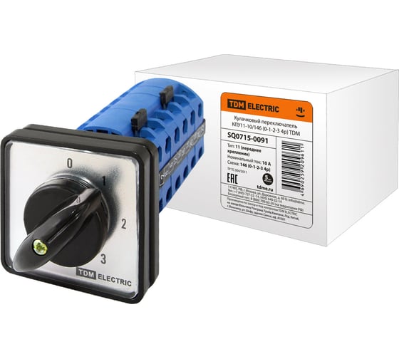 Изображение товара Кулачковый переключатель TDM ELECTRIC КПУ11-10/146 0-1-2-3 4р SQ0715-0091