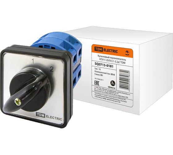 Изображение товара Кулачковый переключатель TDM ELECTRIC КПУ11-25/55 1-2 2р SQ0715-0181