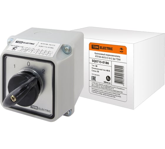 Изображение товара Кулачковый переключатель TDM ELECTRIC КПУ38-40/53 1-0-2 3р SQ0715-0186