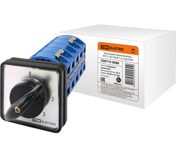 Изображение товара Переключатель КПУ11-25/136 TDM ELECTRIC 0-1-2-3, 3р SQ0715-0088