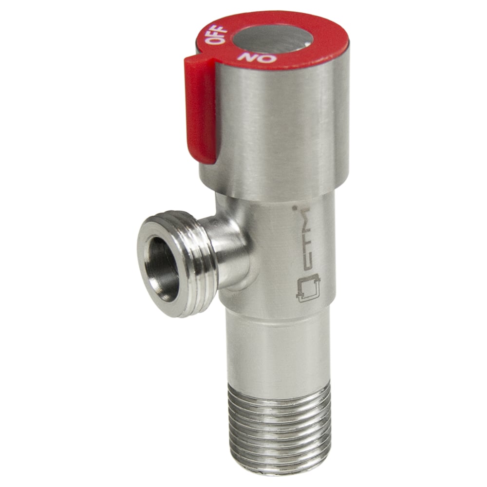 Изображение товара Кран для бытовых приборов СТМ угловой 1/2х1/2 нержавеющая сталь