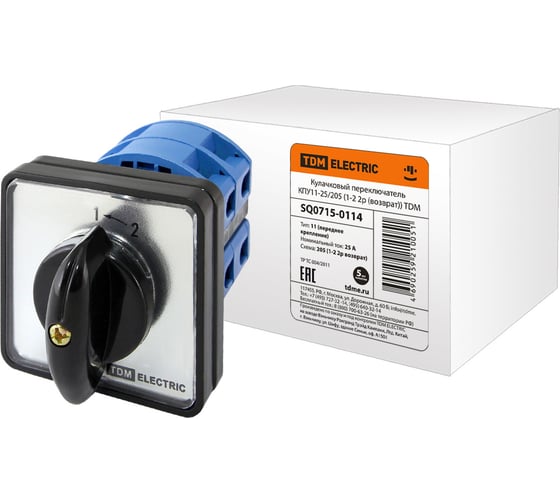 Изображение товара Переключатель КПУ11-25/205 TDM ELECTRIC 1-2, 2р возврат SQ0715-0114