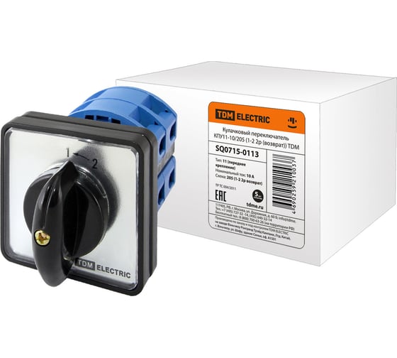 Изображение товара Переключатель КПУ11-10/205 TDM ELECTRIC 1-2, 2р, возврат SQ0715-0113