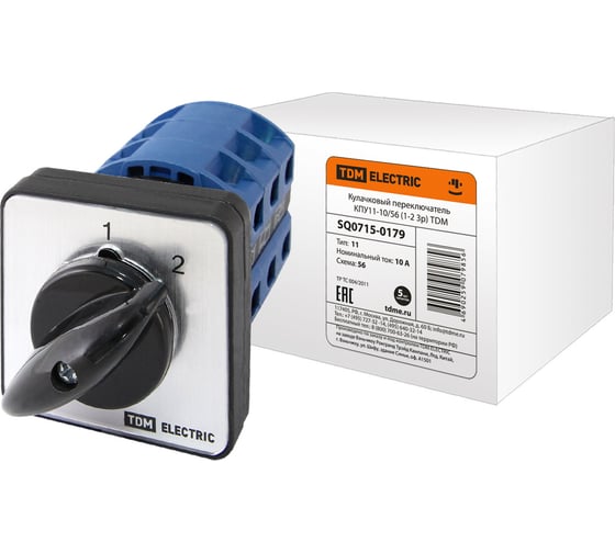 Изображение товара Переключатель КПУ11-10/56 TDM ELECTRIC 1-2, 3р SQ0715-0179