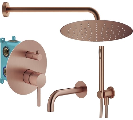 Изображение товара Комплект со смесителем для ванной PLUMBERIA SELECTION IXO брашированная медь KITXO19RS60