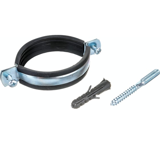 Изображение товара Металлорезиновый хомут с дюбелем и шурупом СТМ 2-1/2 75-80 мм CHSR0212