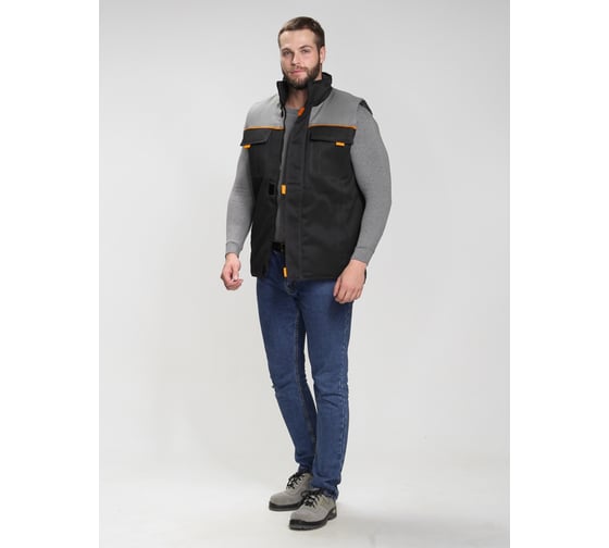 Изображение товара Утепленный жилет Факел Флофт (ткань смесовая, 210), черный/серый, 60-62; 87488411.005