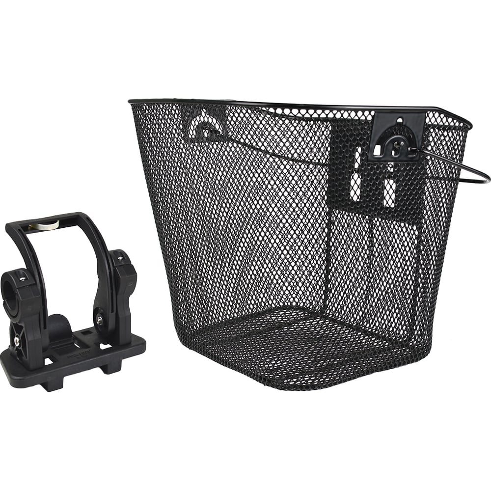 Изображение товара Быстросъемная корзина на руль из стали черная для велосипеда 34х25х26 см