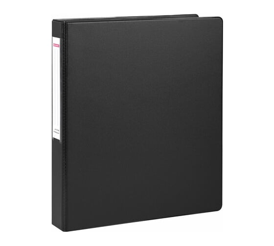 Изображение товара Папка BRAUBERG на 2 кольцах, прочная, картон/ПВХ, Office, черная, 35 мм, до 180 листов 271844