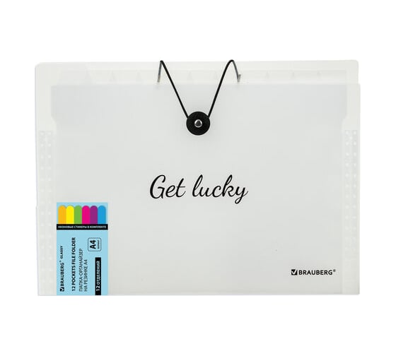 Изображение товара Папка-органайзер BRAUBERG на резинке 12 отделений, Glassy, А4, прозрачная 271929