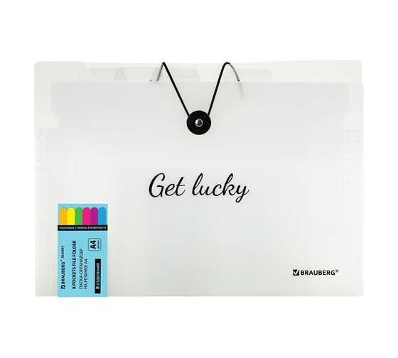 Изображение товара Папка-органайзер BRAUBERG на резинке 8 отделений, Glassy, А4, прозрачная 271928