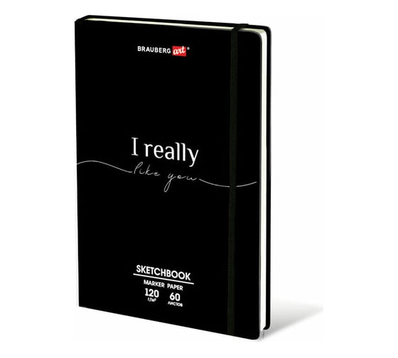 Изображение товара Скетчбук для маркеров BRAUBERG 120г/м2, 148x210 мм, 60 листов, твердая обложка, резинка, Art, For you 115101