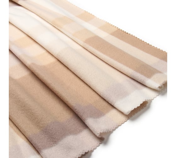 Изображение товара Плед Экономь и Я "Клетка" цвет бежевый, 150х180 см, плотность 160 г/м2, 100% п/э, флис 9849861