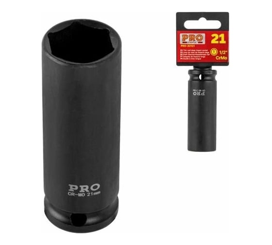 Изображение товара Головка ударная глубокая тонкостенная 6 граней PRO 21 мм, 1/2"DR STARTUL PRO-32121