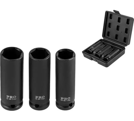 Изображение товара Набор тонкостенных ударных головок 6 граней PRO 17, 19, 21 мм, 1/2"DR, 3 шт STARTUL PRO-34003