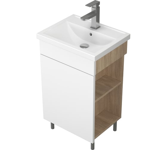 Изображение товара Тумба UNCORIA Алегра 50 под умывальник Фостер 50, белая/дуб сонома 55030