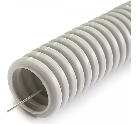 Изображение товара Труба гофрированная Промрукав ПНД лёгкая 350 Н безгалогенная HF стойкая к ультрафиолету серая с/з d16 мм 25 м. PR02.0451